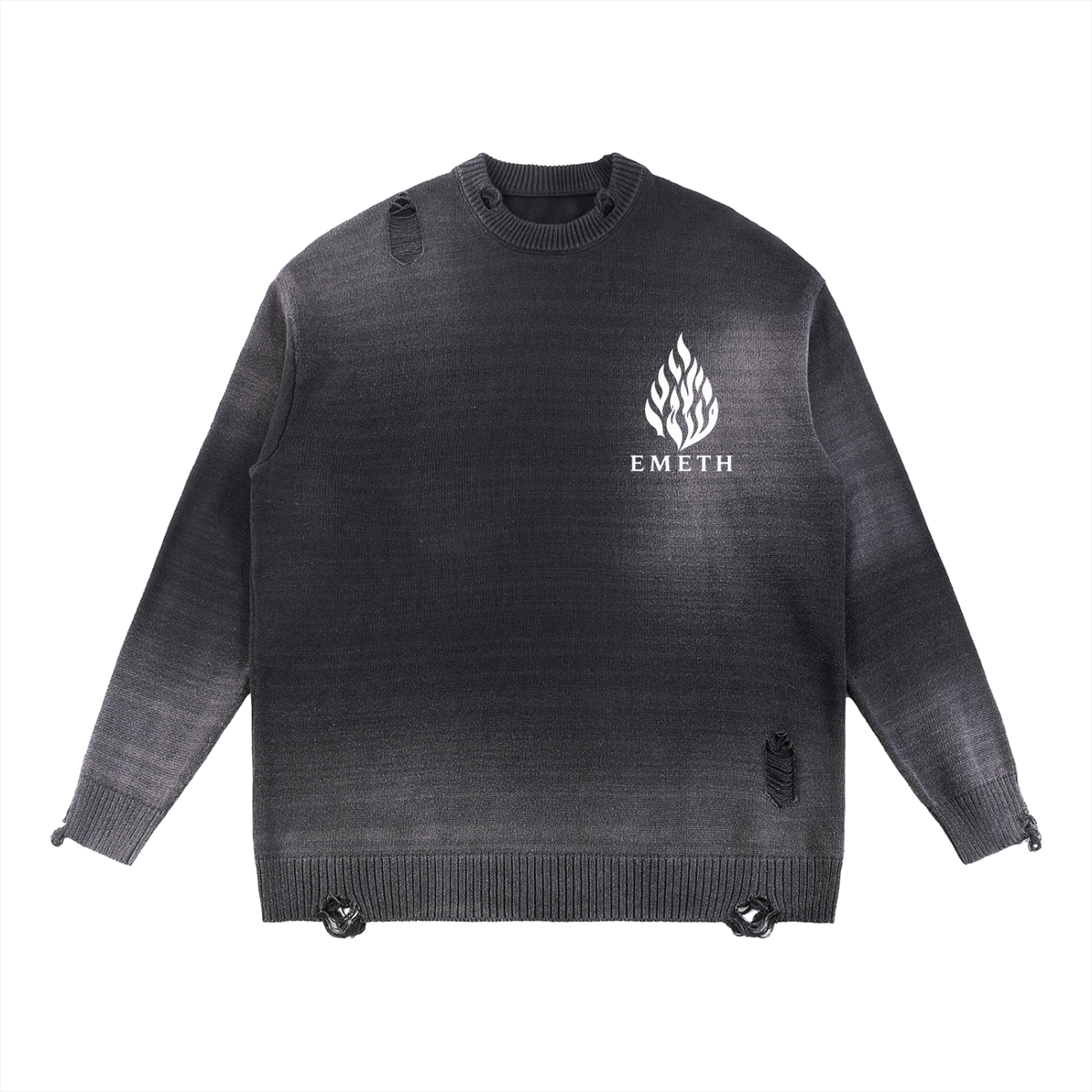 EMETH Essentials Flamme | Sweat Col Rond Distressed