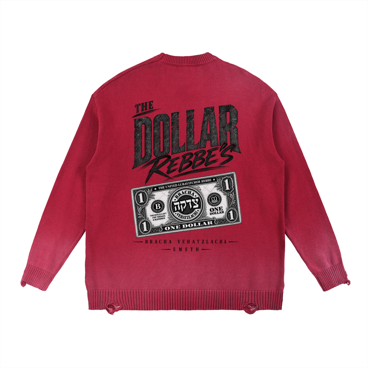 EMETH DOLLAR REBBE'S | Crewneck Distressed Coton Lourd 425G