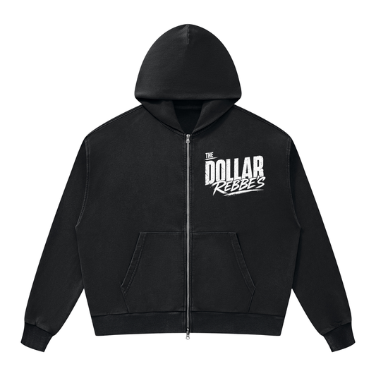 EMETH DOLLAR REBBE'S | Hoodie Zippé Boxy Délavé 350G