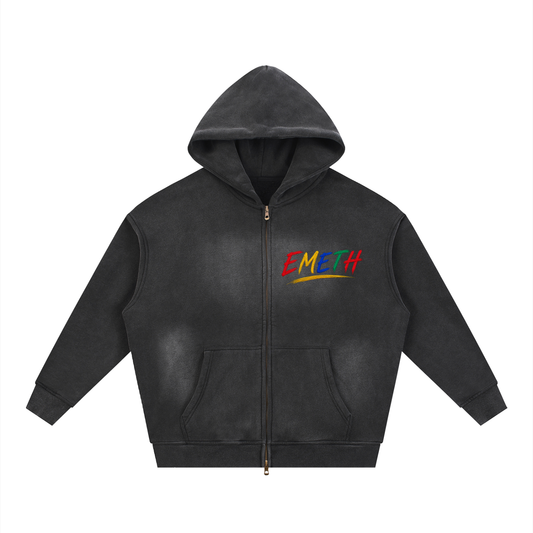 EMETH Essentials | Hoodie Zippé Délavé