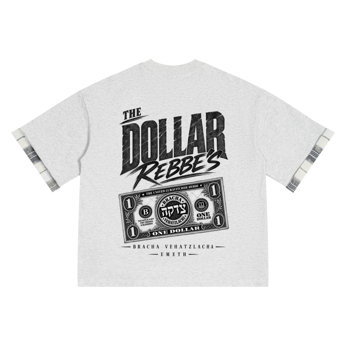 EMETH DOLLAR REBBE'S t-shirt carreaux gris avoine dos