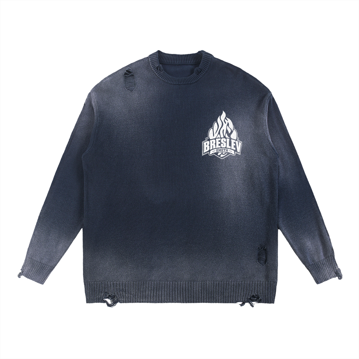EMETH 148 Breslev | Sweat Col Rond Distressed