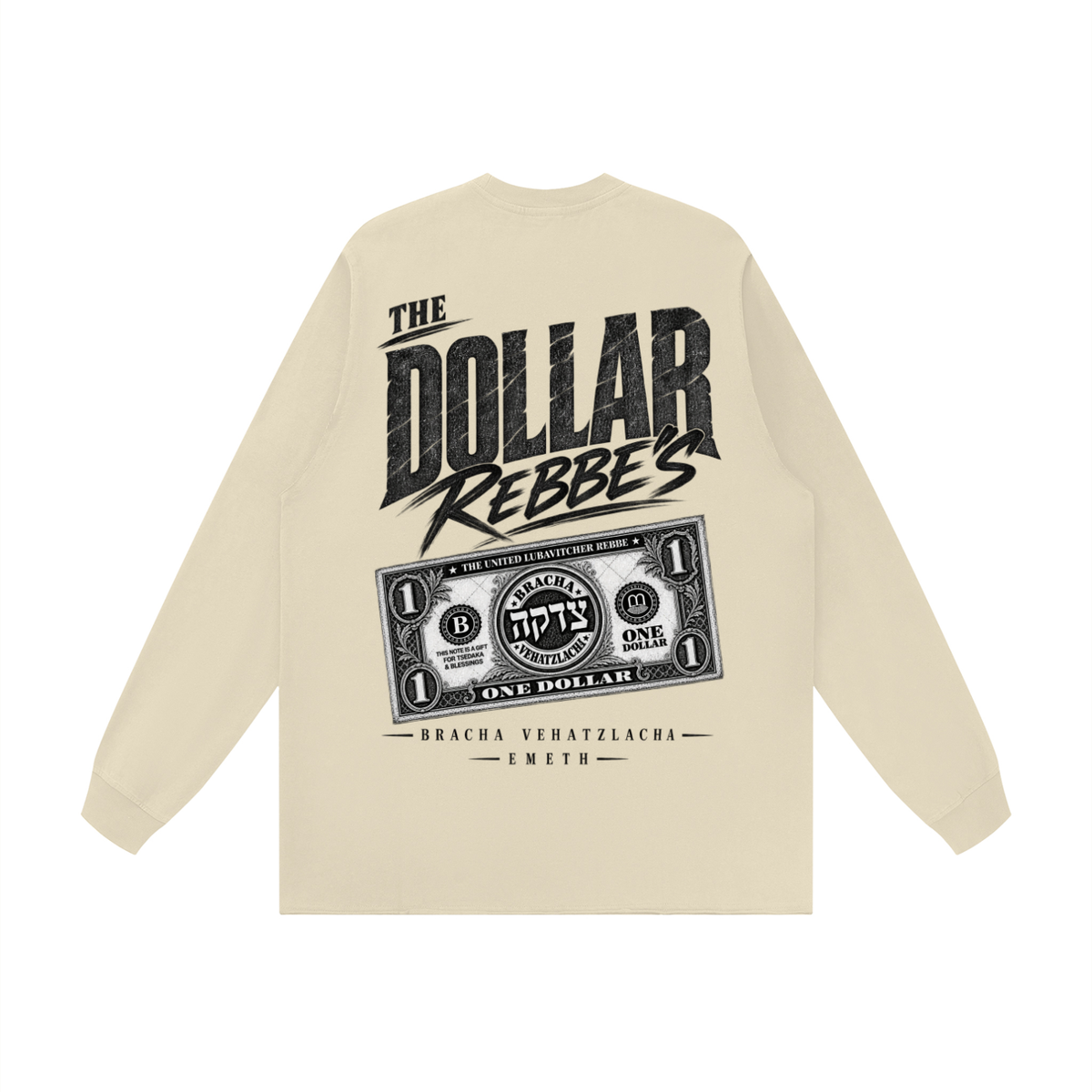 EMETH DOLLAR REBBE'S | T-shirt Manches Longues Bords Bruts 305G