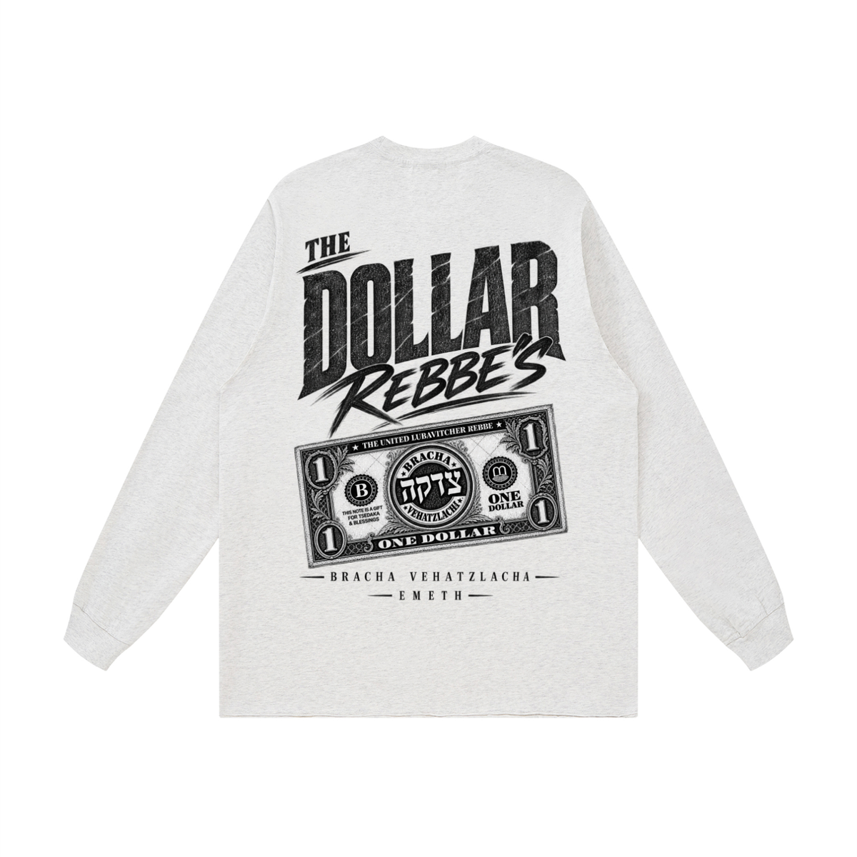 EMETH DOLLAR REBBE'S | T-shirt Manches Longues Bords Bruts 305G