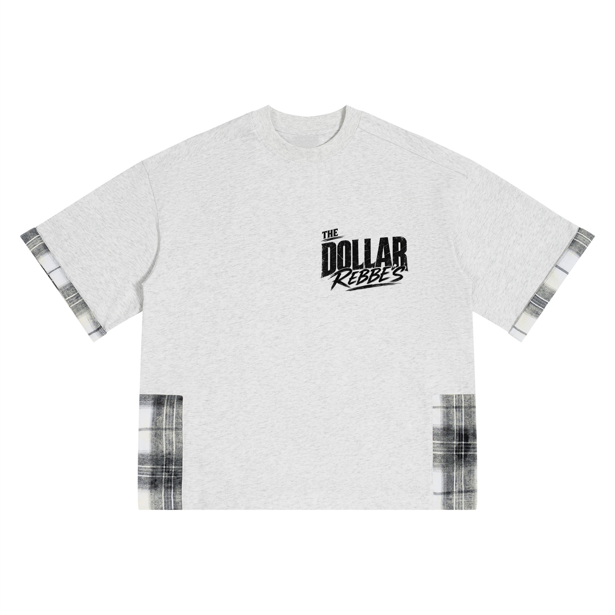 EMETH DOLLAR REBBE'S t-shirt carreaux gris avoine devant