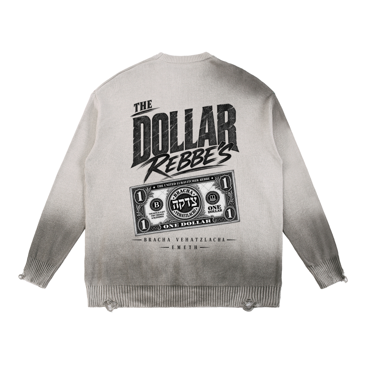 EMETH DOLLAR REBBE'S | Crewneck Distressed Coton Lourd 425G