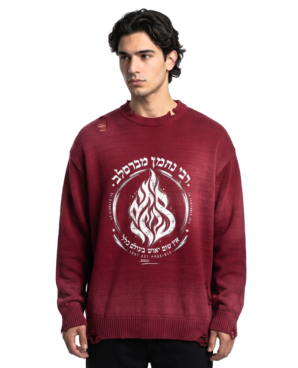 EMETH BRESLEV | Crewneck Distressed Coton Lourd 425G