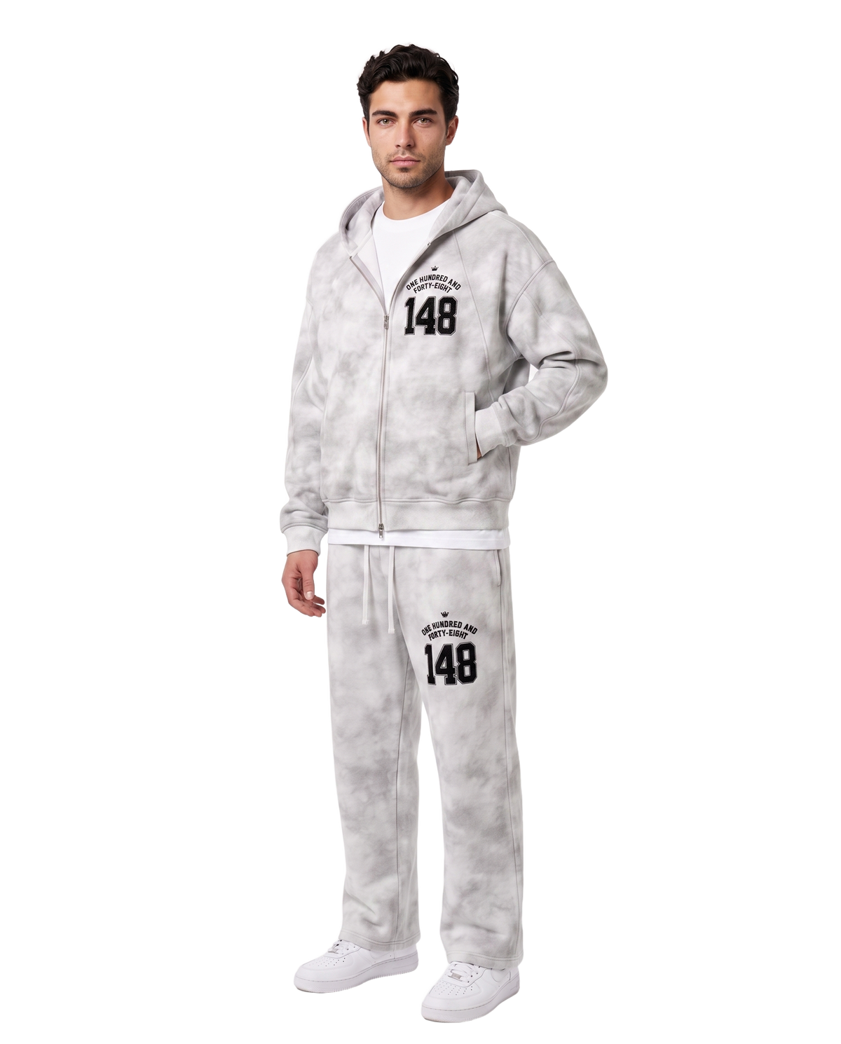 EMETH 148 Washed Grey | Ensemble Hoodie Zippé + Pantalon