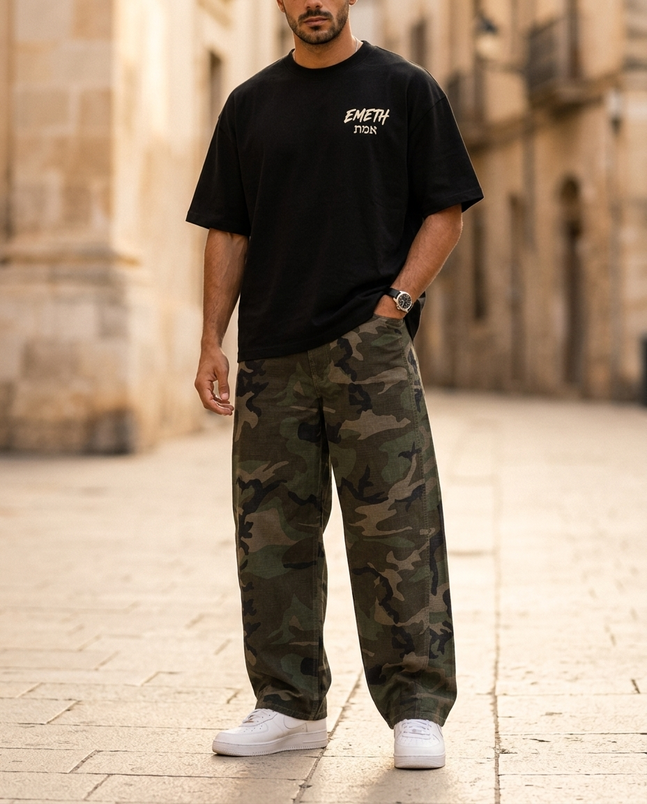 Pantalon Cargo Camouflage EMETH Homme – Coupe Loose Premium