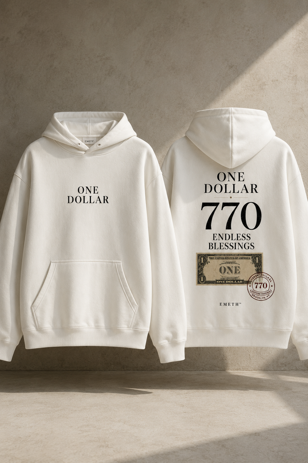EMETH One Dollar 770 – Endless Blessings | Hoodie Premium Oversized 530 g/m²