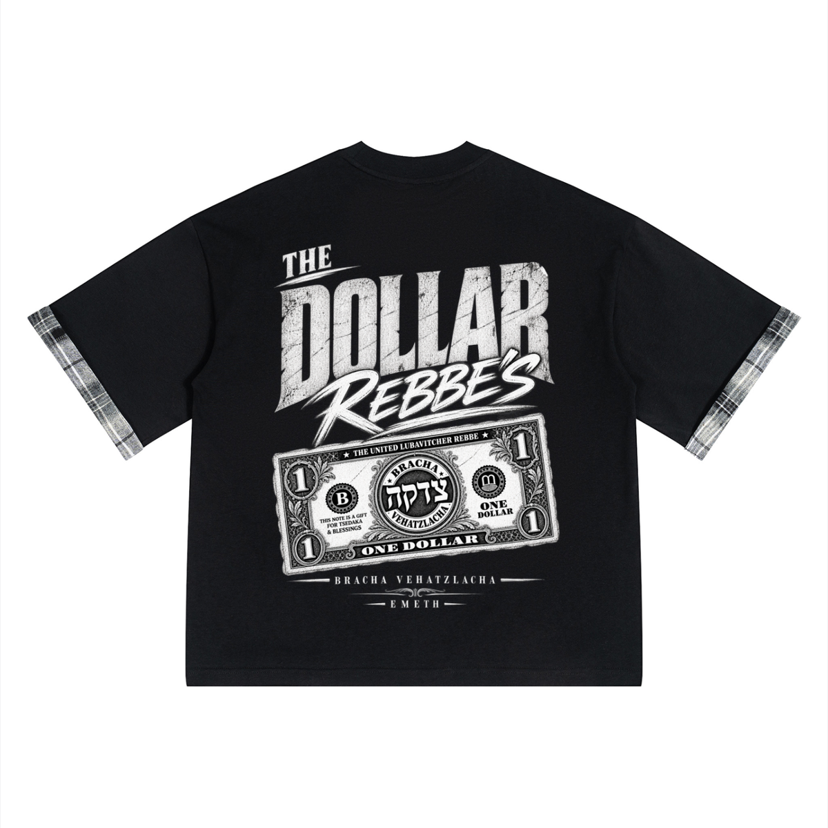 EMETH DOLLAR REBBE'S | T-shirt Empiècements Carreaux 230G