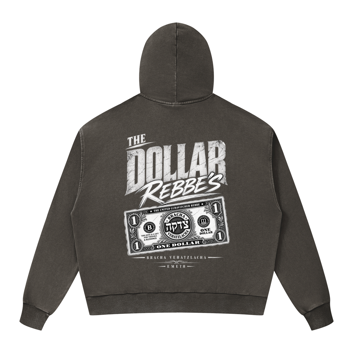 EMETH DOLLAR REBBE'S | Hoodie Zippé Boxy Délavé 350G