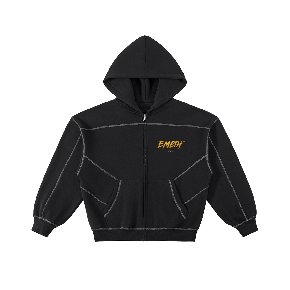 EMETH Essentials Zip Hoodie Boxy Contrasté - Noir / S - EMETH