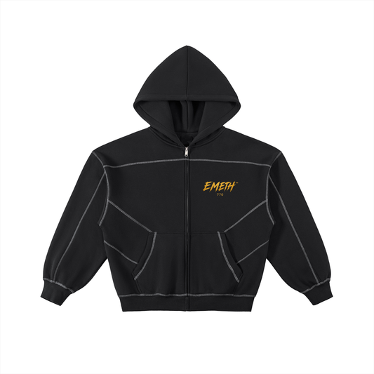 EMETH Essentials Zip Hoodie Boxy Contrasté - Noir / S - EMETH