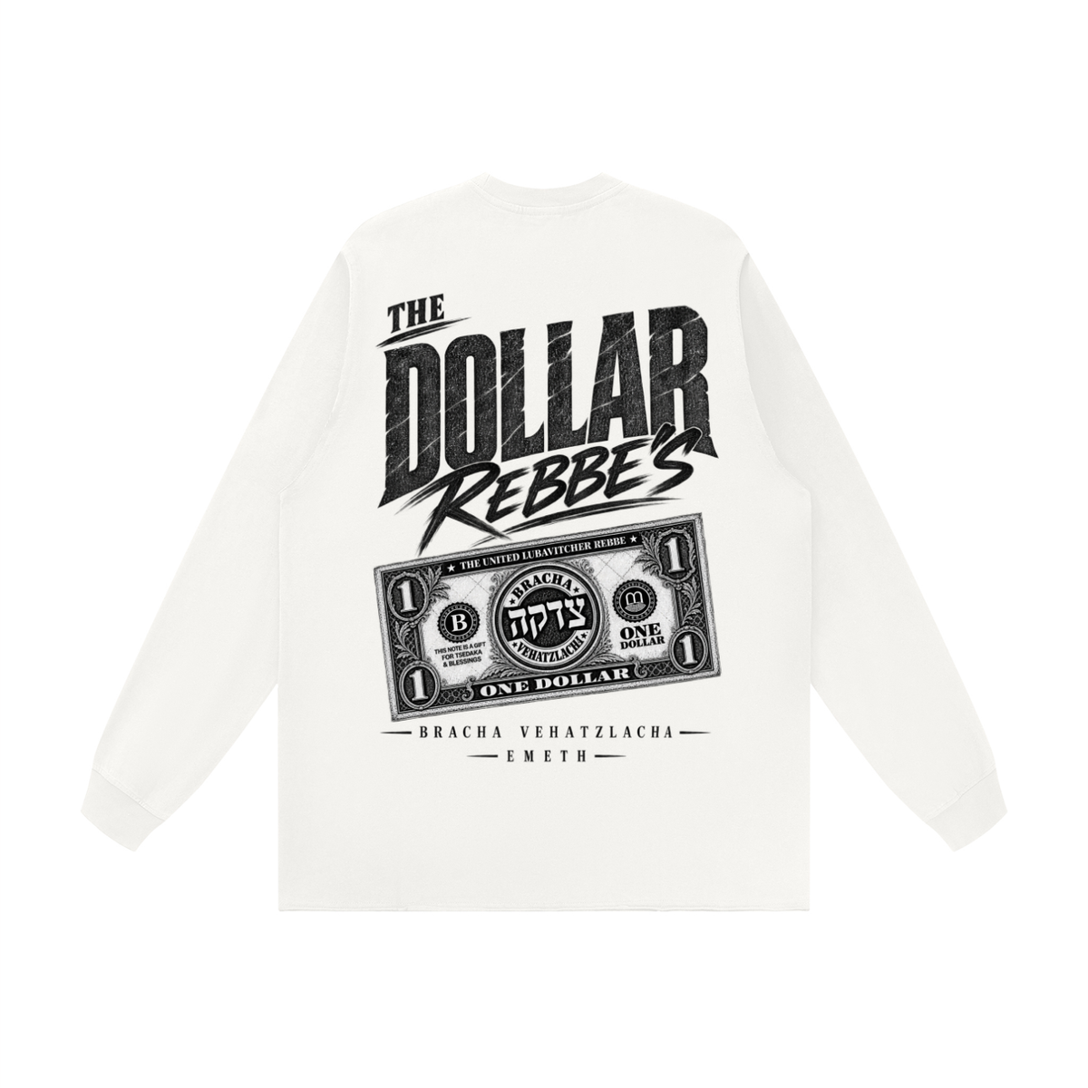 EMETH DOLLAR REBBE'S | T-shirt Manches Longues Bords Bruts 305G