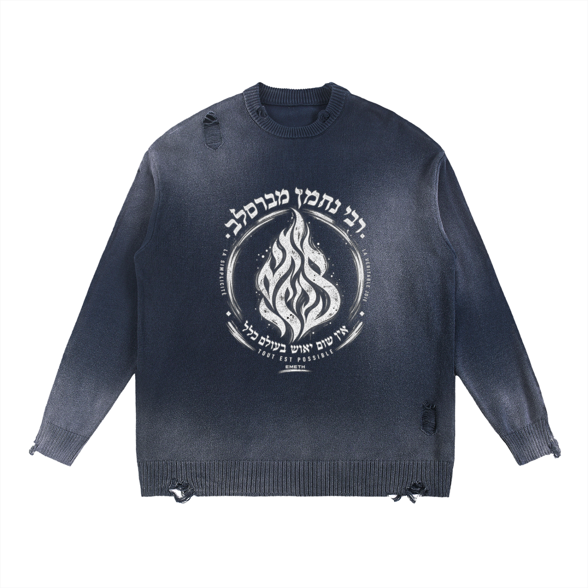 EMETH BRESLEV | Crewneck Distressed Coton Lourd 425G