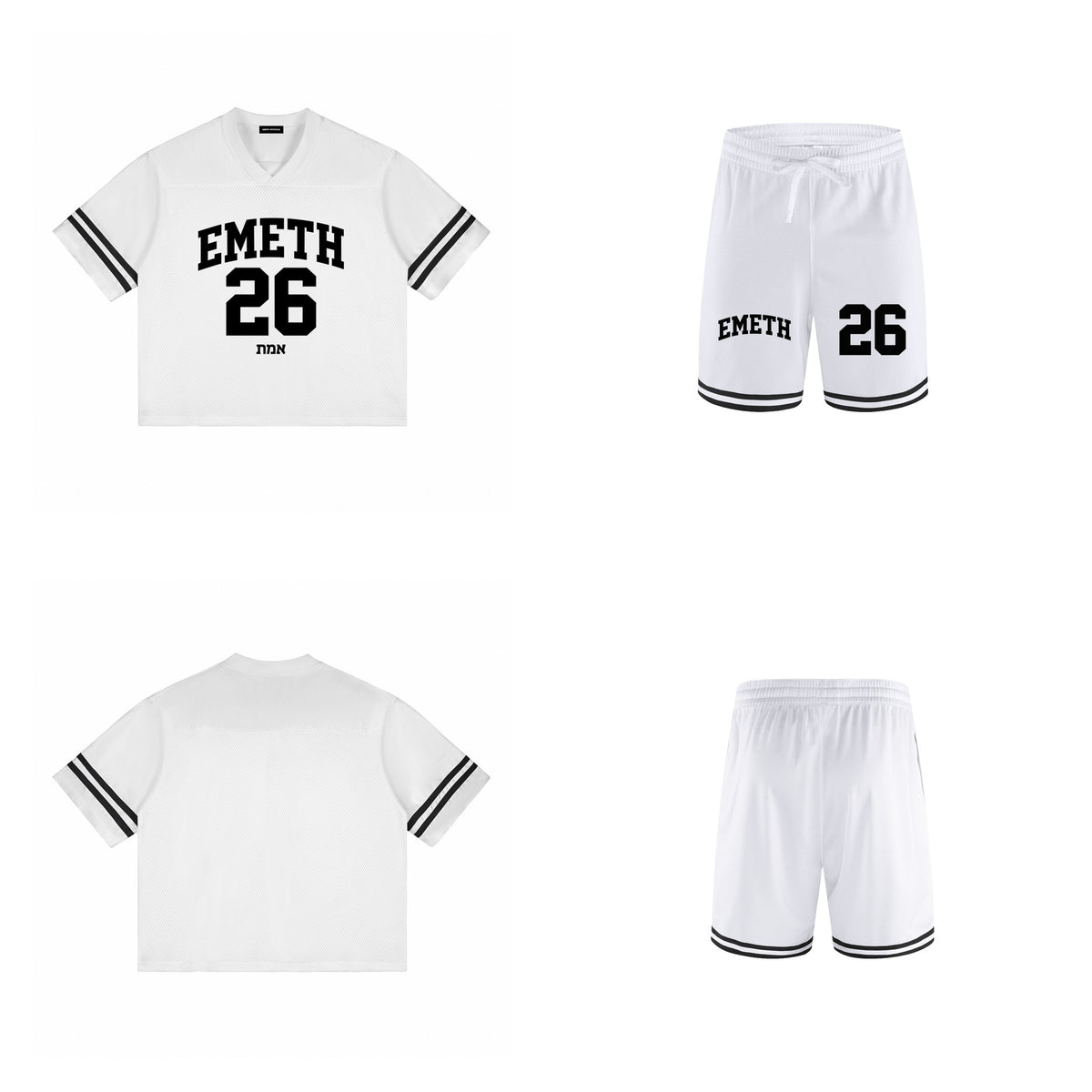 Ensemble 26 Mesh Blanc — maillot devant et dos, short assorti