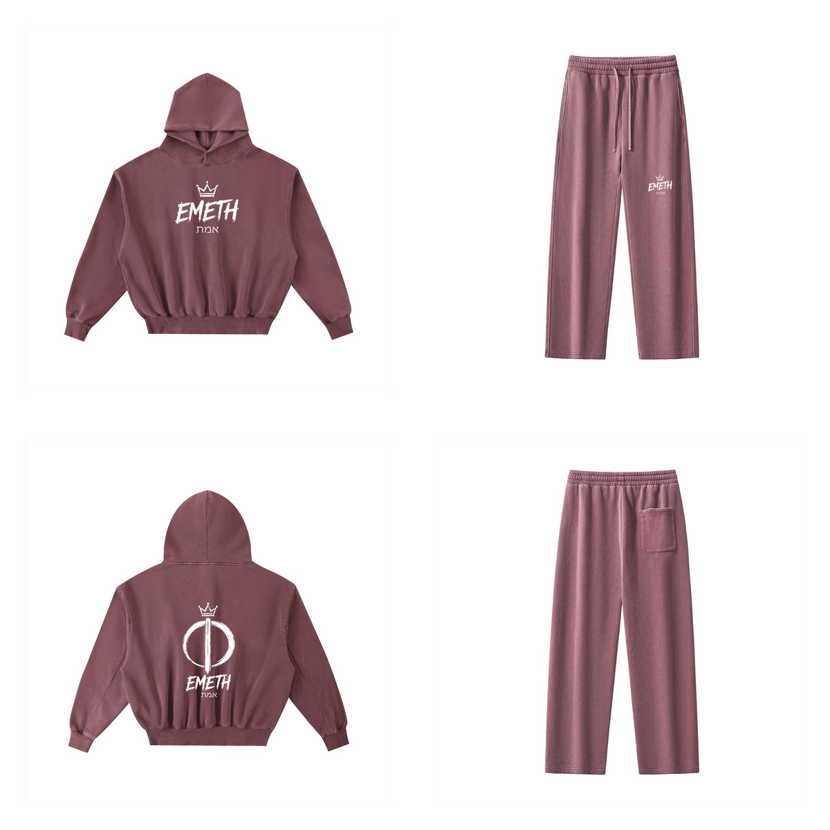 Ensemble Brush Rouge — hoodie devant et dos, pantalon assorti