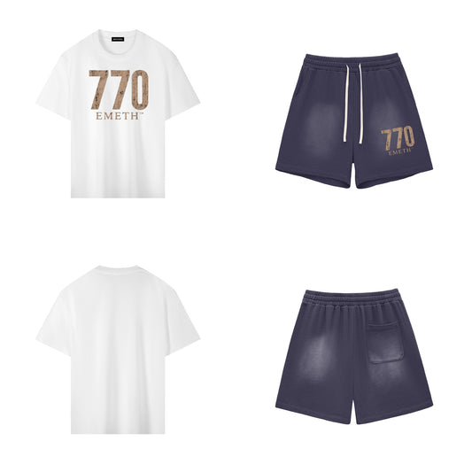 Ensemble 770 Heritage Bleu marine — t-shirt devant et dos, short assorti