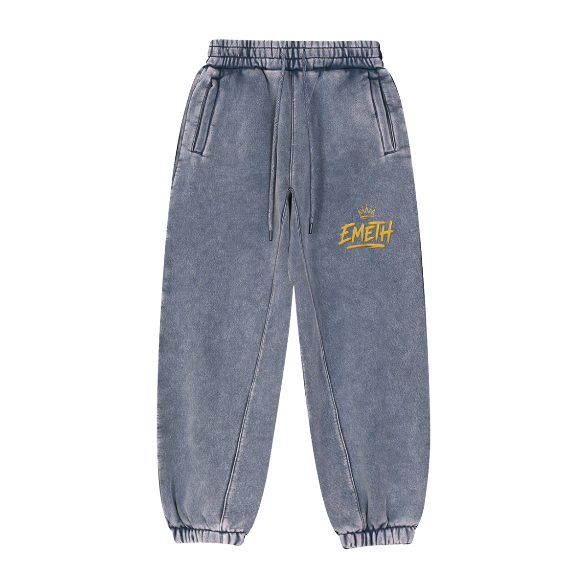 EMETH Vintage Washed Jogger — Gold Crown Edition - Bleu roi / S - EMETH
