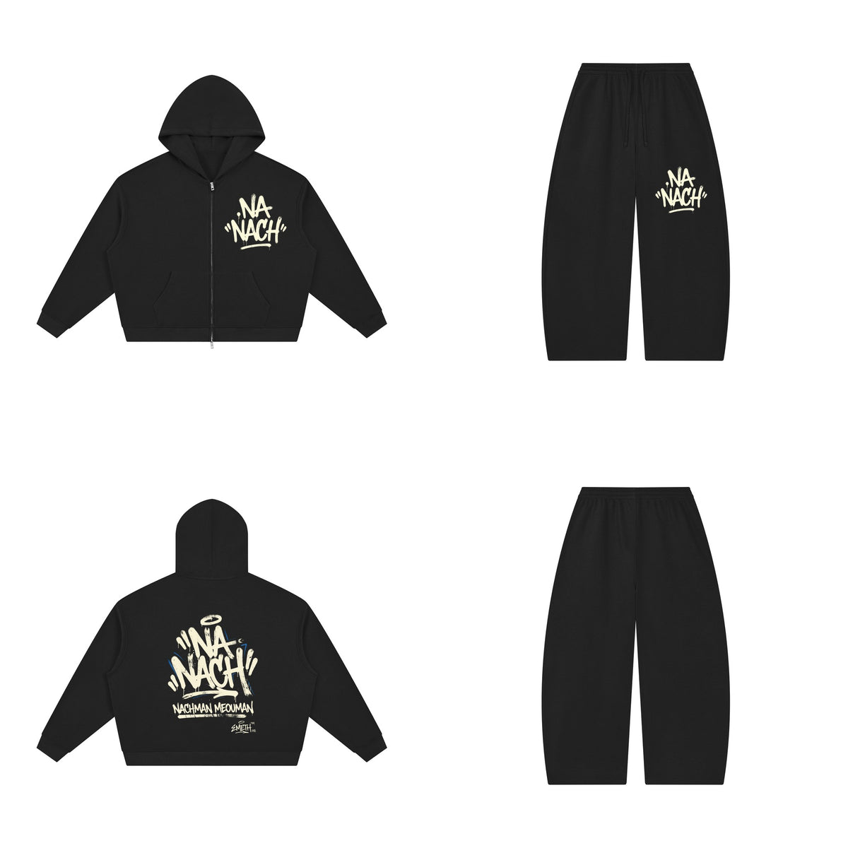 Ensemble EMETH NA'NACH Graffiti Noir — sweat et pantalon, devant et dos