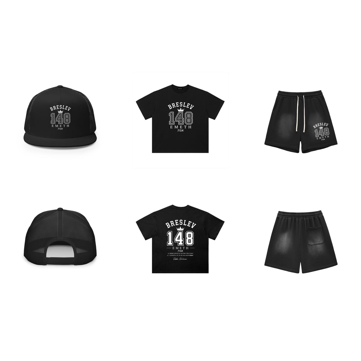 Ensemble Breslev 148 Casquette T-shirt Short Noir