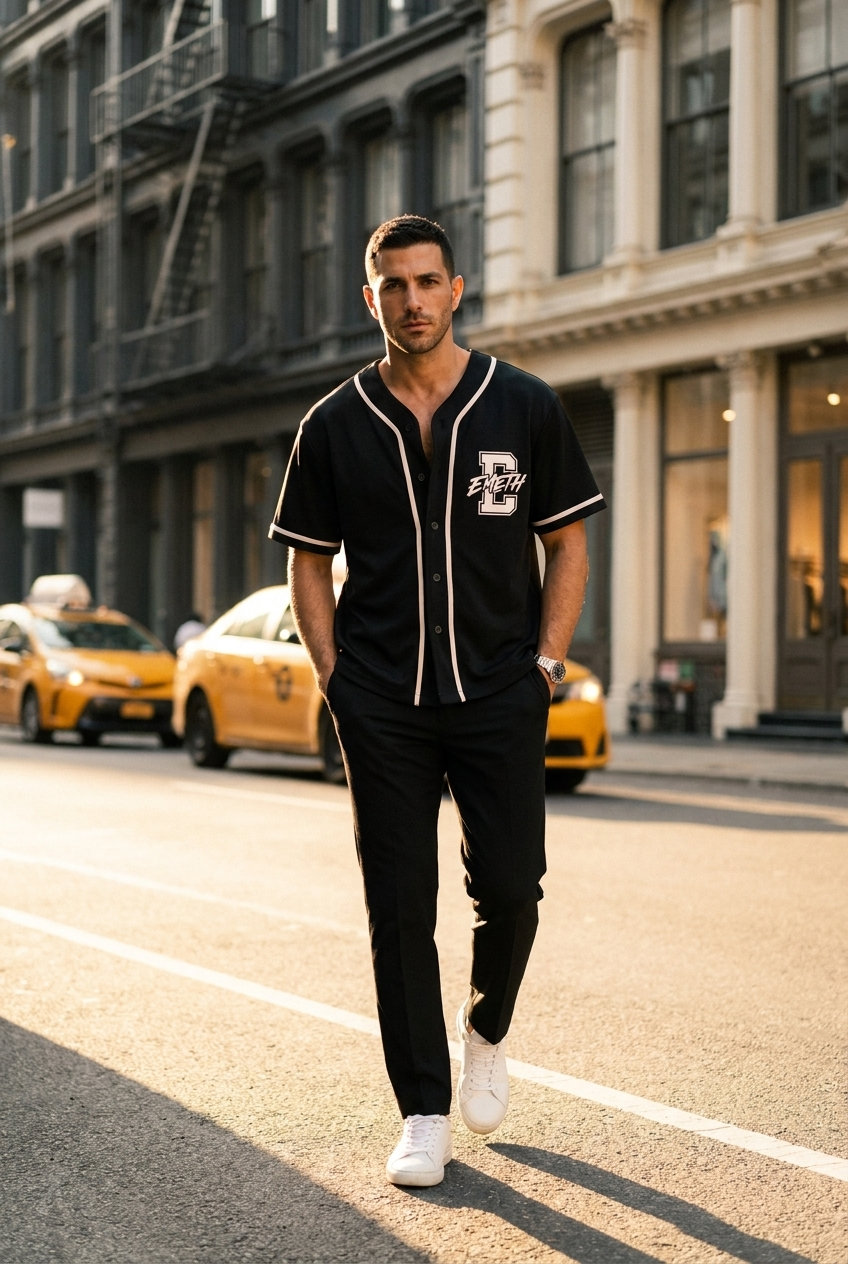 EMETH Varsity Baseball Jersey – Chemise Baseball Premium Oversize Unisexe