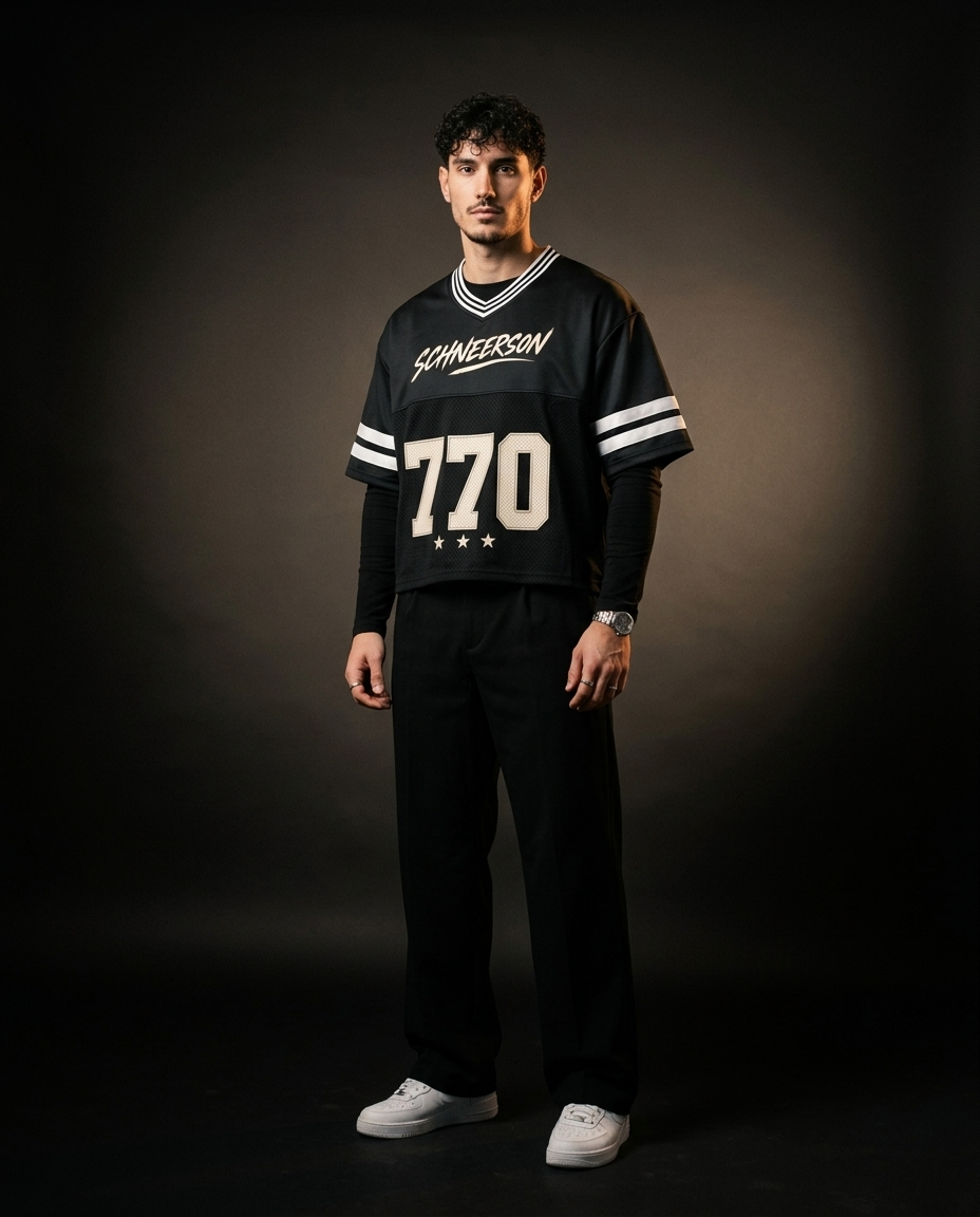 Maillot Football Américain SCHNEERSON 770 — Noir Mesh Oversize