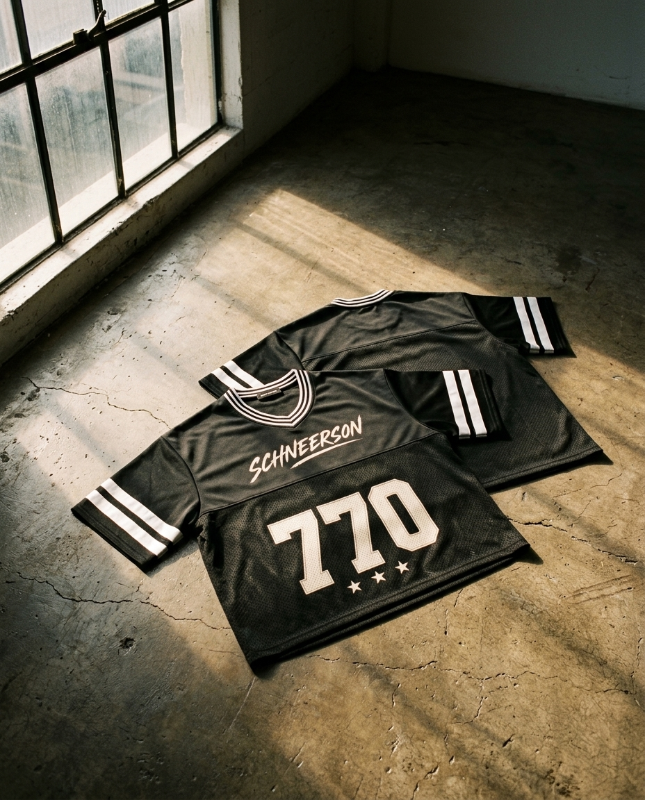 Maillot Football Américain SCHNEERSON 770 — Noir Mesh Oversize