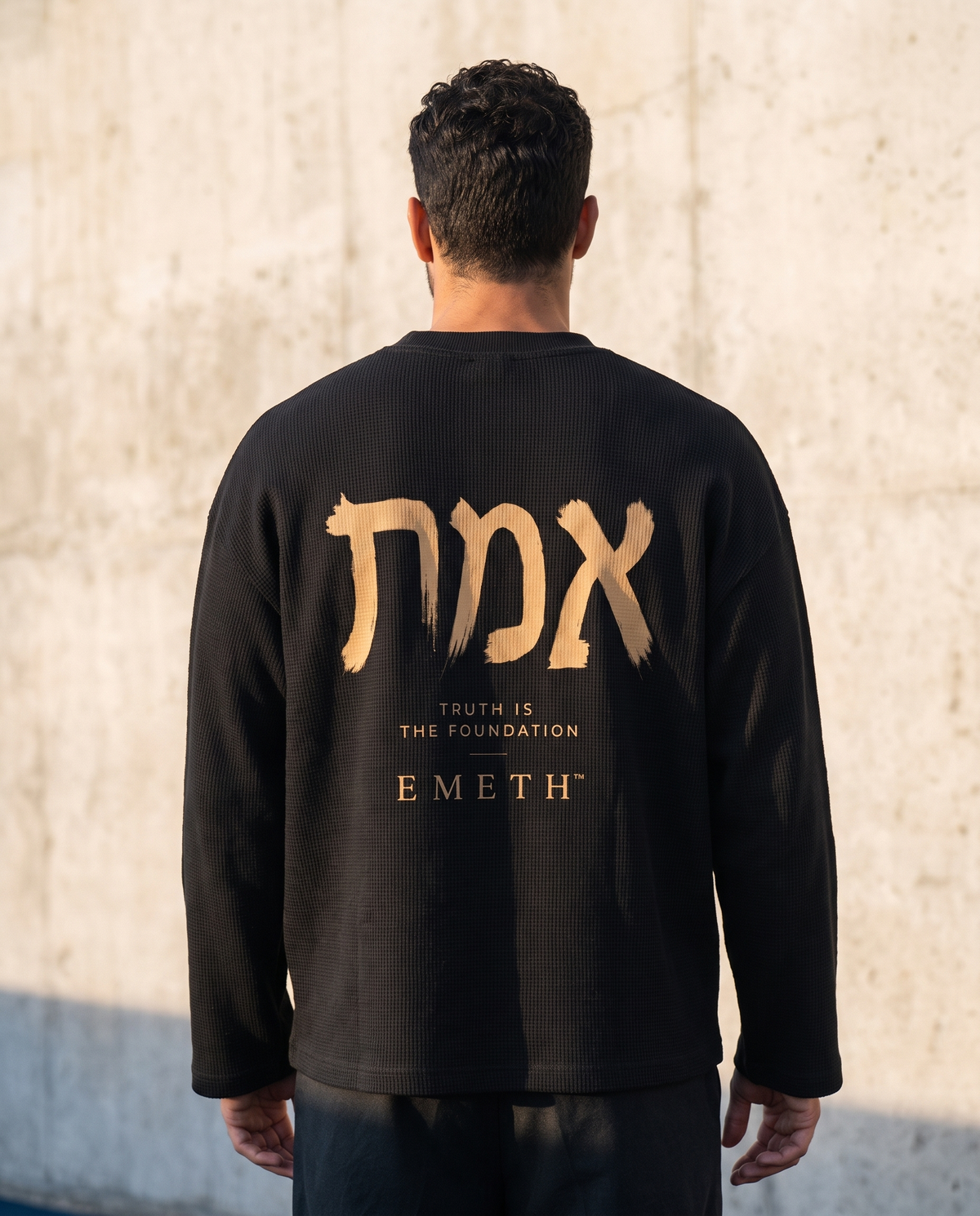 T-shirt Waffle EMETH Édition Hébraïque – Crewneck - Longues Manches Premium