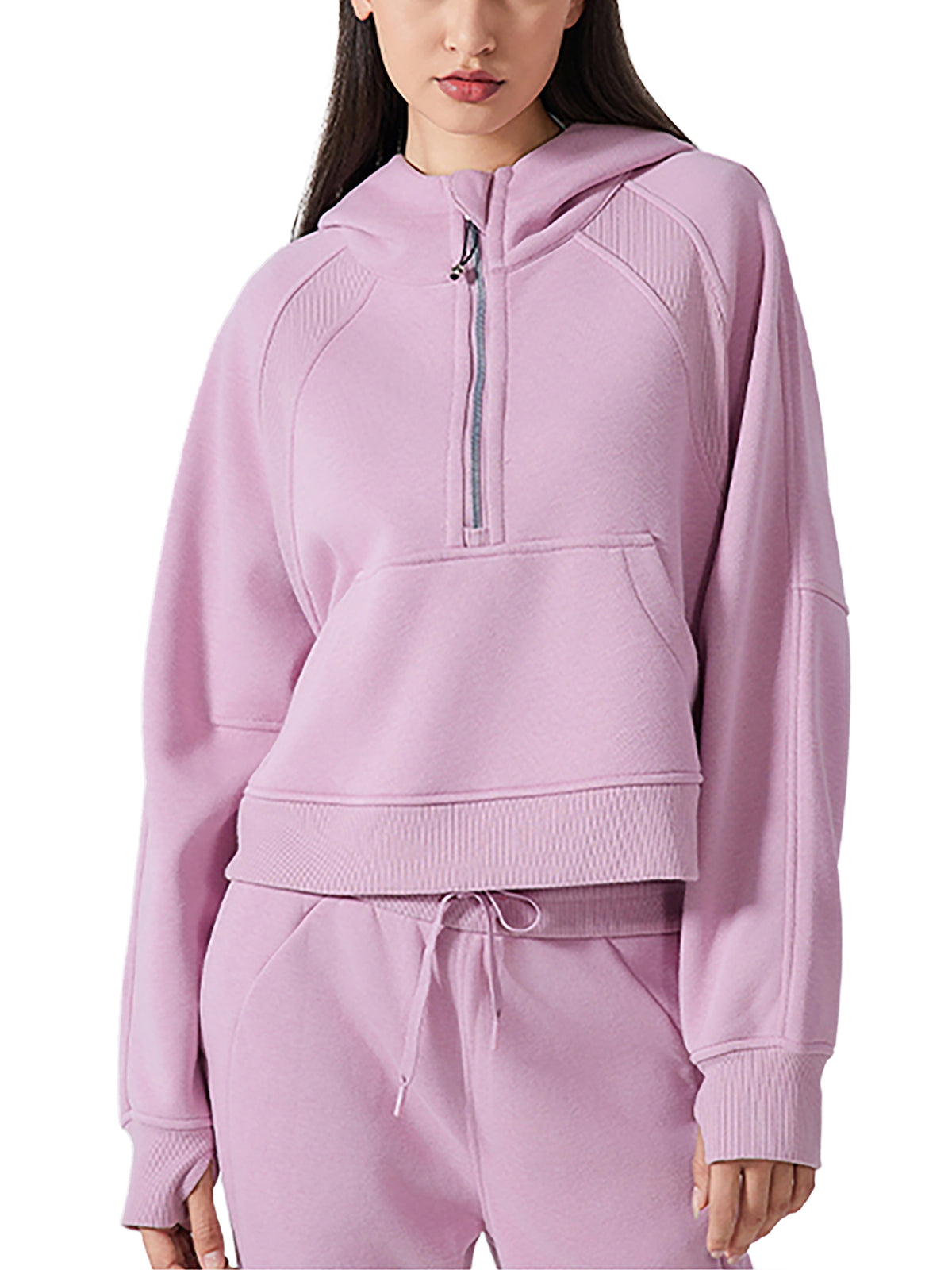 EMETH BRESLEV | Sweat à Capuche Femme Demi-Zip Court