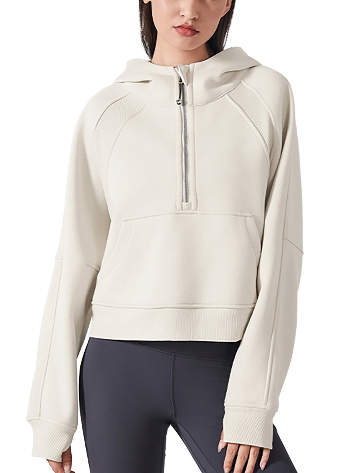 EMETH BRESLEV | Sweat à Capuche Femme Demi-Zip Court