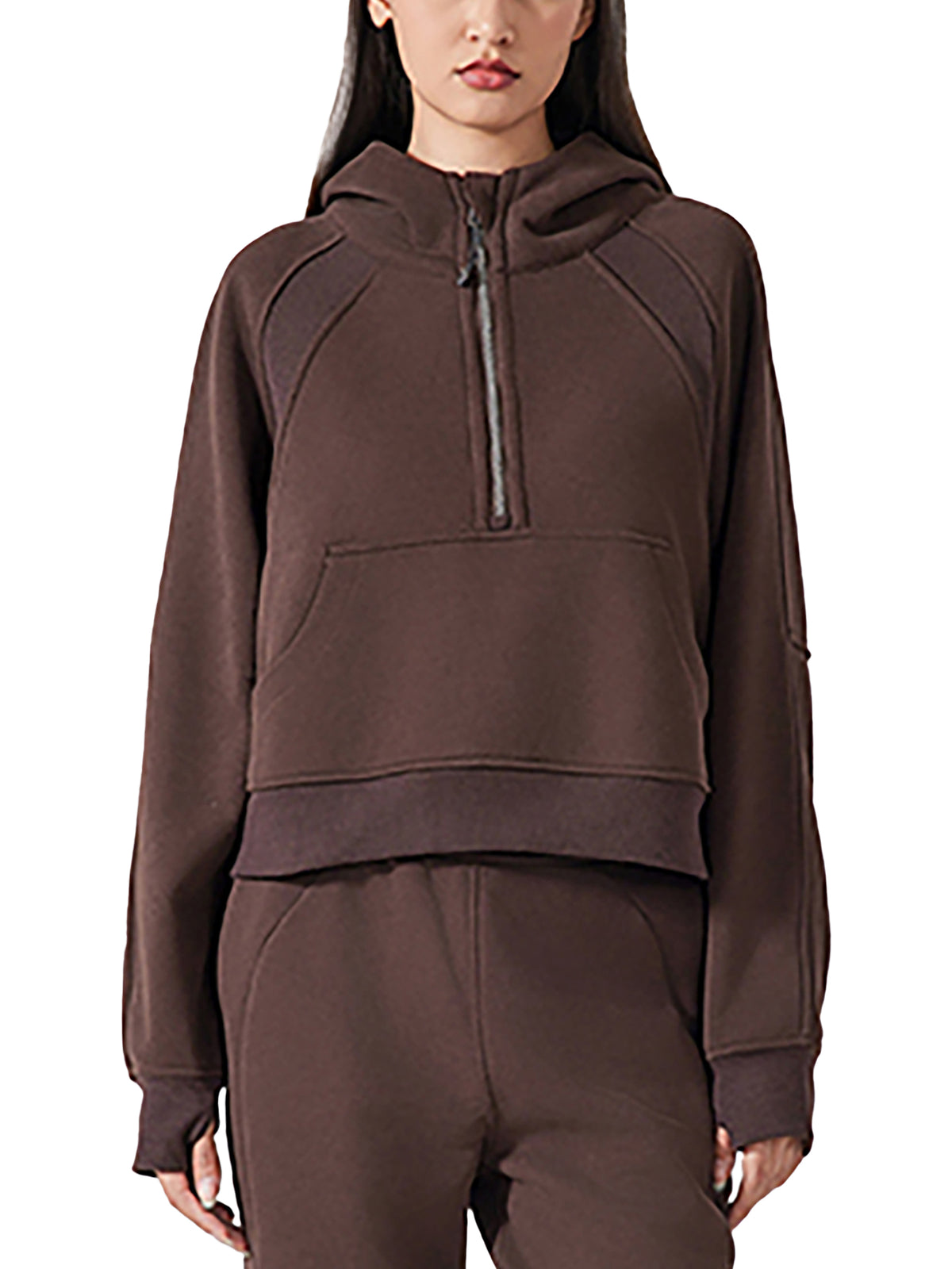 EMETH BRESLEV | Sweat à Capuche Femme Demi-Zip Court