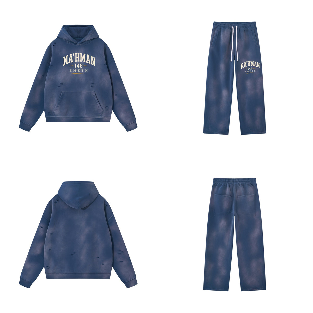 Ensemble EMETH NA'HMAN 148 Vintage Bleu marine — sweat et pantalon, devant et dos