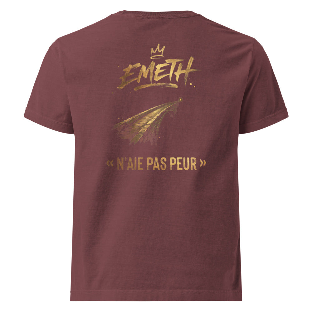 EMETH N'aie Pas Peur — dos Bordeaux délavé