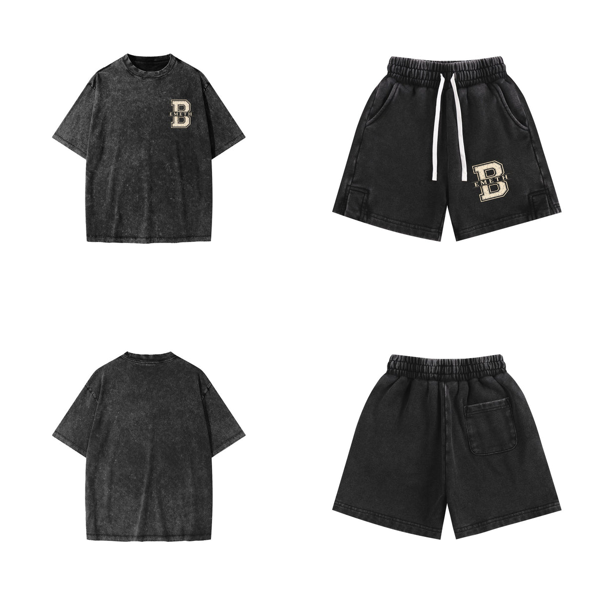 EMETH Kids Snow Washed Varsity B - Noir
