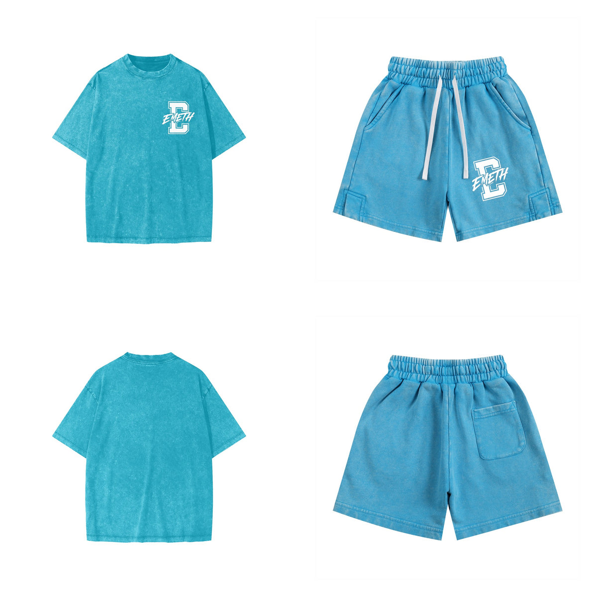 EMETH Kids Snow Washed Varsity E - Bleu Ciel