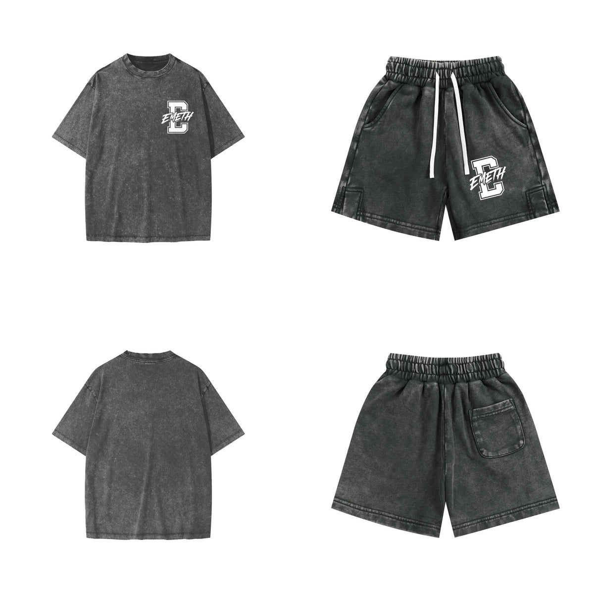 EMETH Kids Snow Washed Varsity E - Gris Foncé