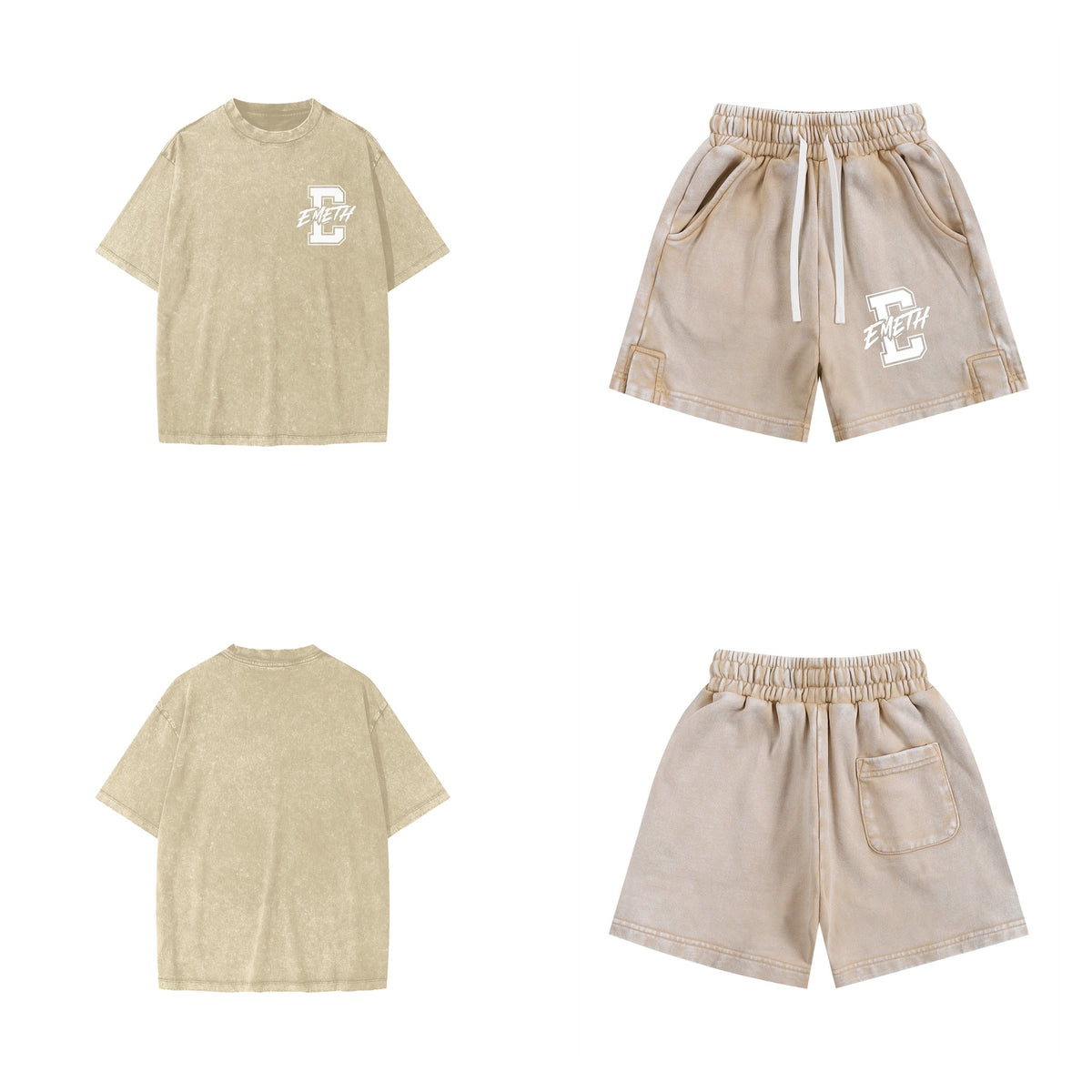 EMETH Kids Snow Washed Varsity E - Kaki