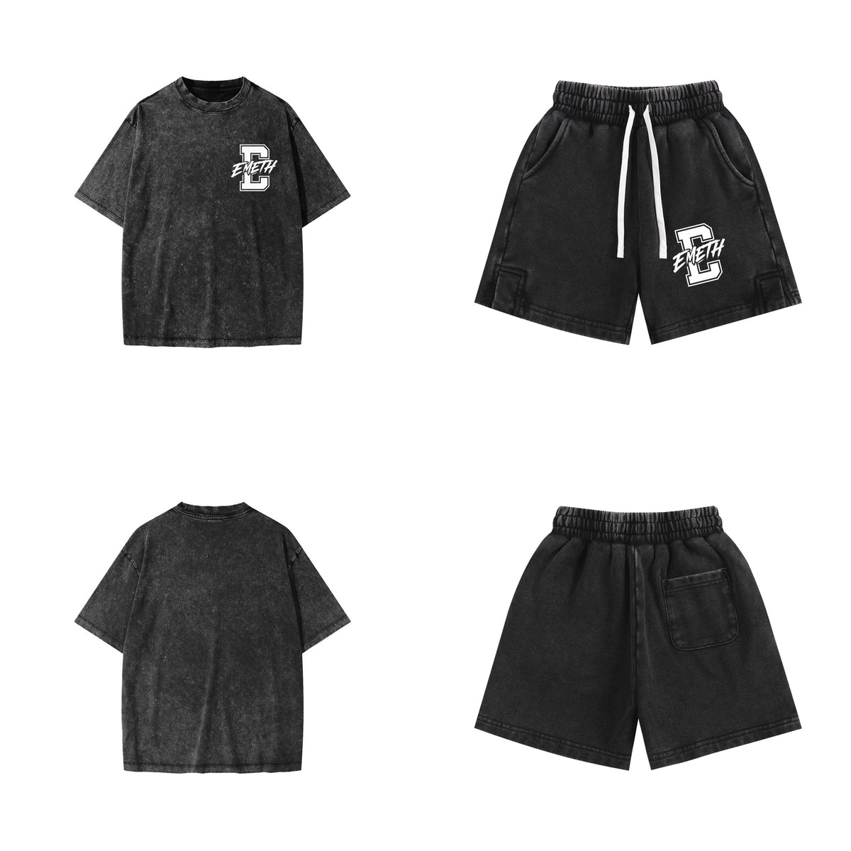 EMETH Kids Snow Washed Varsity E - Noir