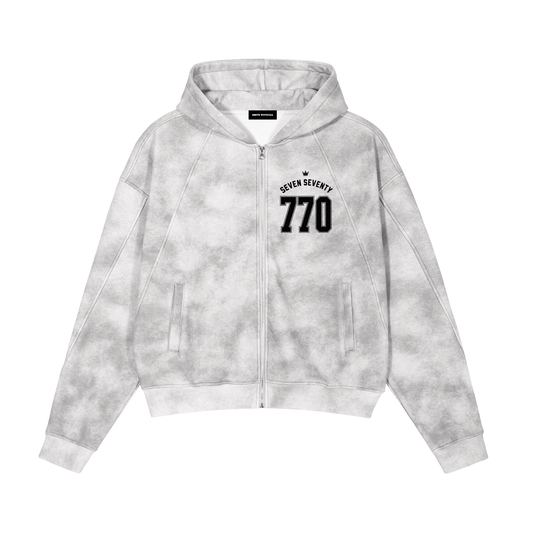 Hoodie zippé EMETH 770 Washed Grey — vue de face