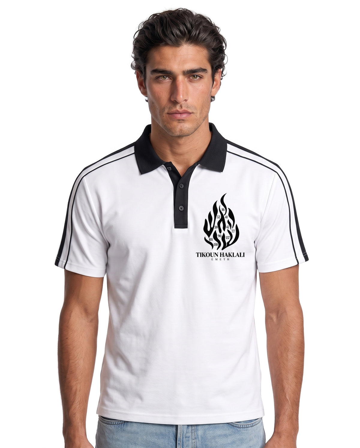 EMETH Tikoun Haklali | Polo Blanc Col Contrastant