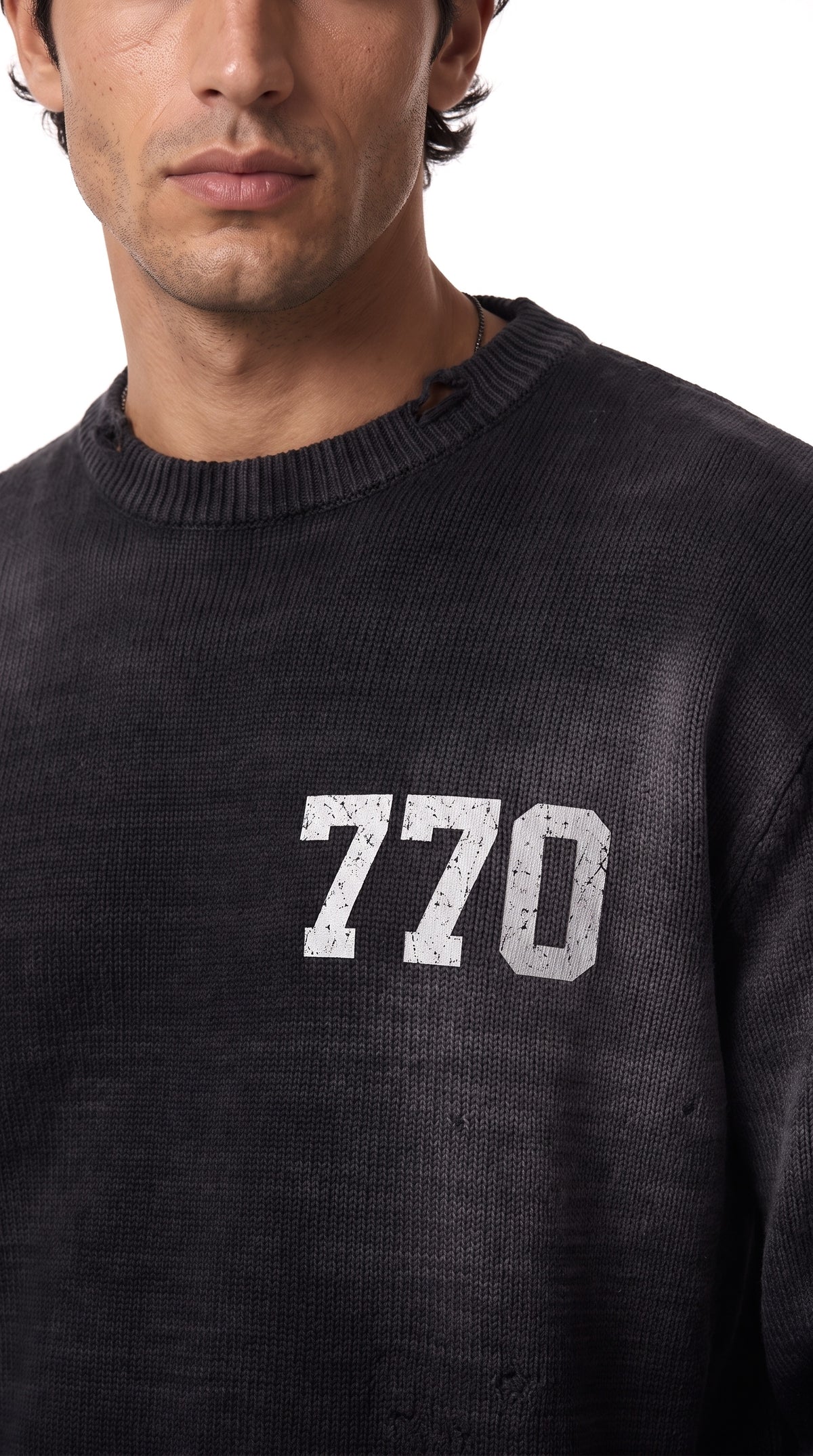 EMETH 770 "יחי אדונינו" | סווטשירט צווארון עגול במראה משופשף