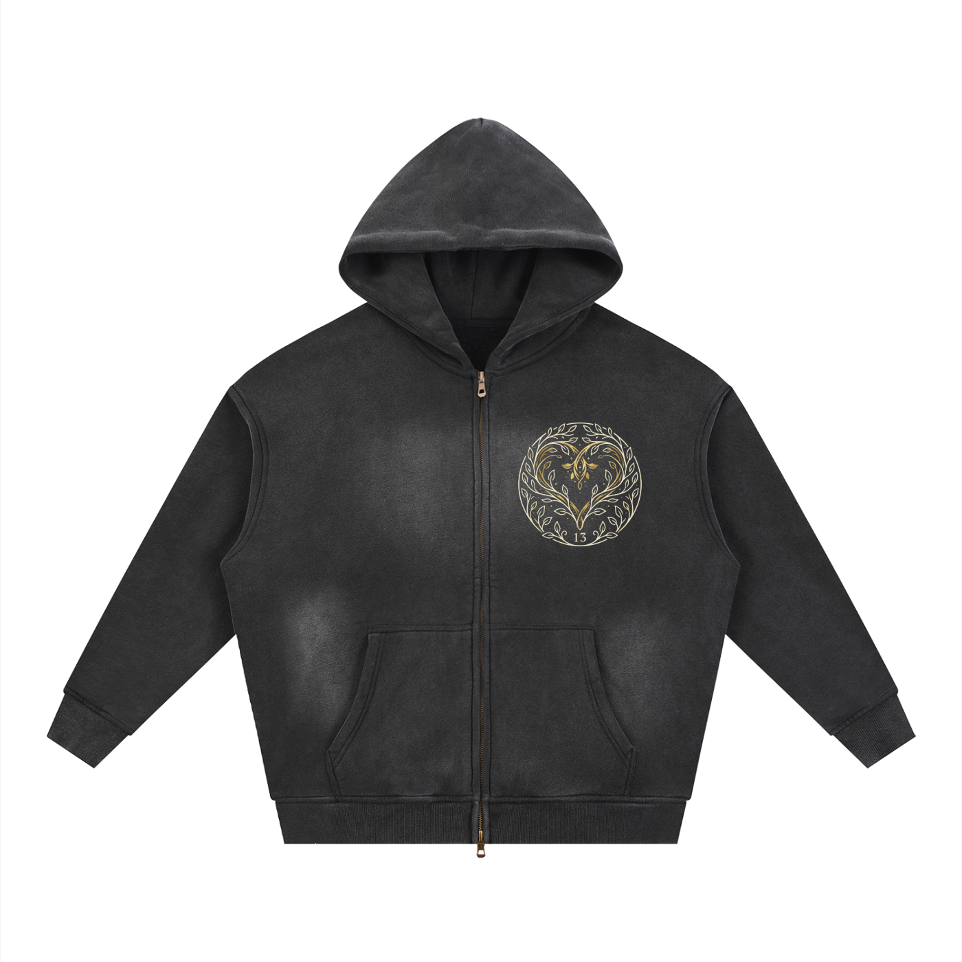 EMETH™ 13 Ahava — Hoodie Zippé Heart - Noir / S - EMETH