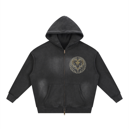 EMETH™ 13 Ahava — Hoodie Zippé Heart - Noir / S - EMETH