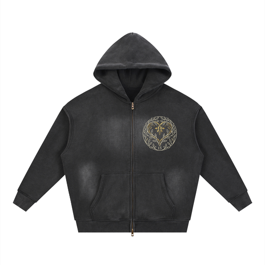 EMETH™ 13 Ahava — Hoodie Zippé Heart - Noir / S - EMETH