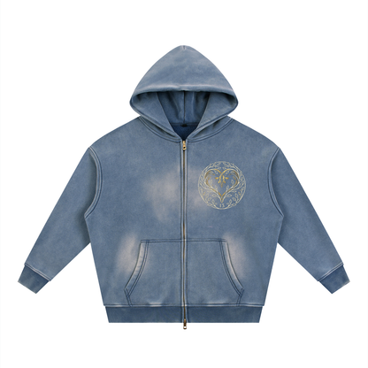 EMETH™ 13 Ahava — Hoodie Zippé Heart - Bleu brumeux / S - EMETH
