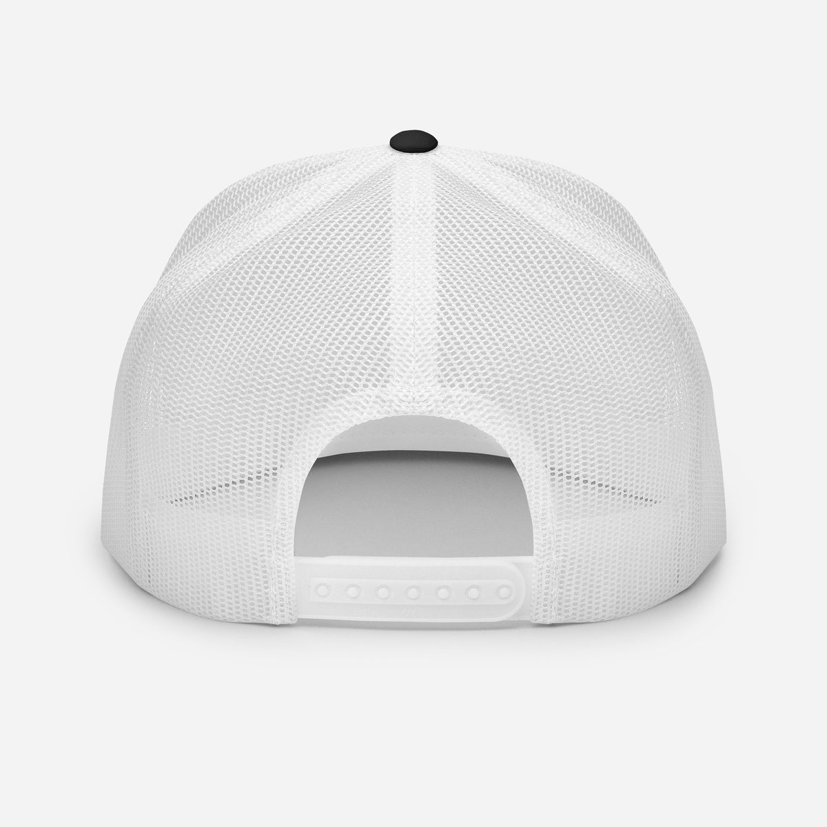 Casquette trucker EMETH 148 Flamme Breslev noir et blanc, vue de dos