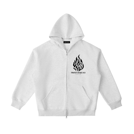 EMETH Tikoun Haklali | Hoodie Zippé Gris Avoine