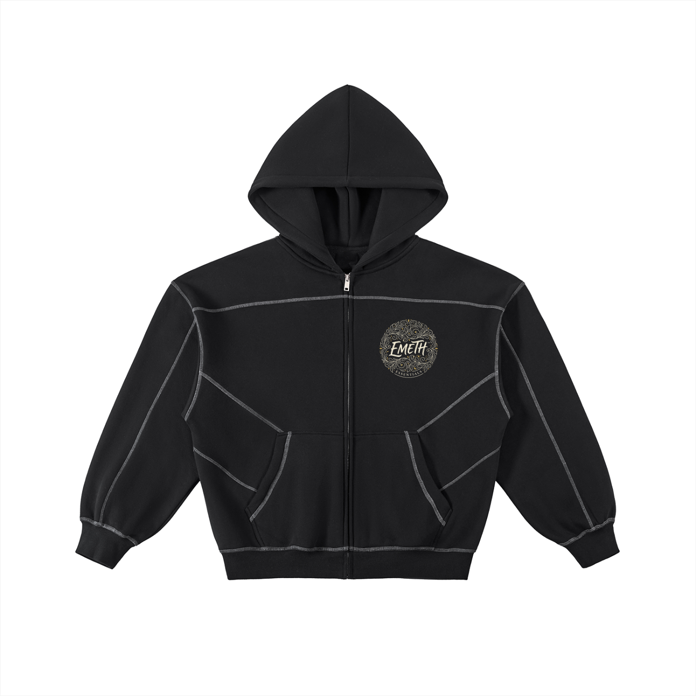 EMETH™ Essentials — Hoodie Zippé - Noir / S - EMETH
